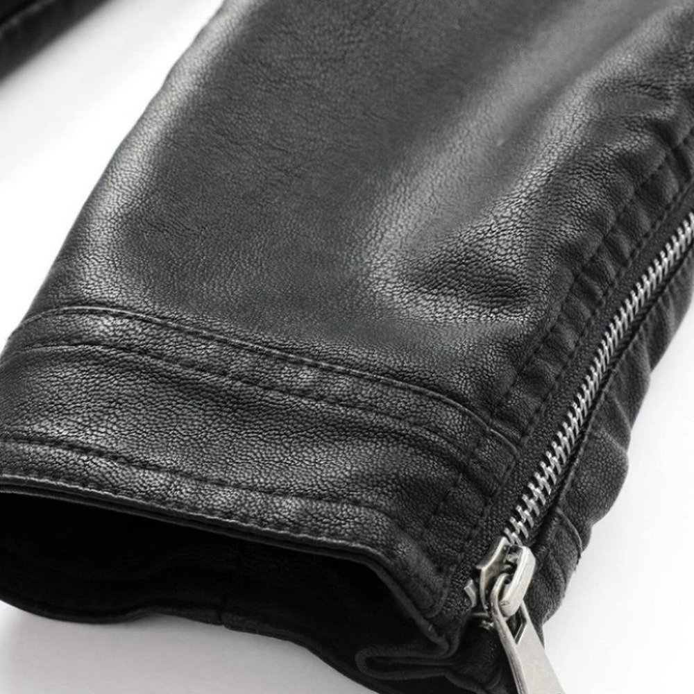 Black Mens PU Leather Jacket - Picture 6 of 7